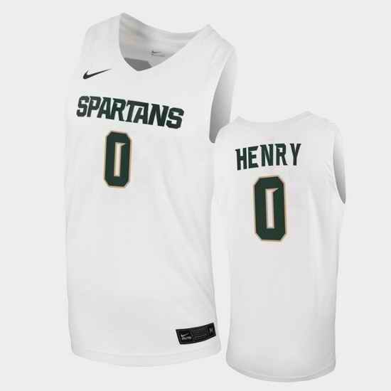 Men Michigan State Spartans Aaron Henry Replica White Basketball 2020 21 Jersey